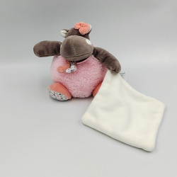 Doudou Hippopotame marron rose Zoé mouchoir BABY NAT