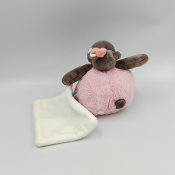 Doudou Hippopotame marron rose Zoé mouchoir BABY NAT