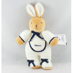 Doudou lapin patapouf blanc bleu marine TAKINOU