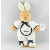 Doudou lapin patapouf blanc bleu marine TAKINOU