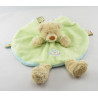 Doudou plat rond ours vert bleu capuche NICOTOY