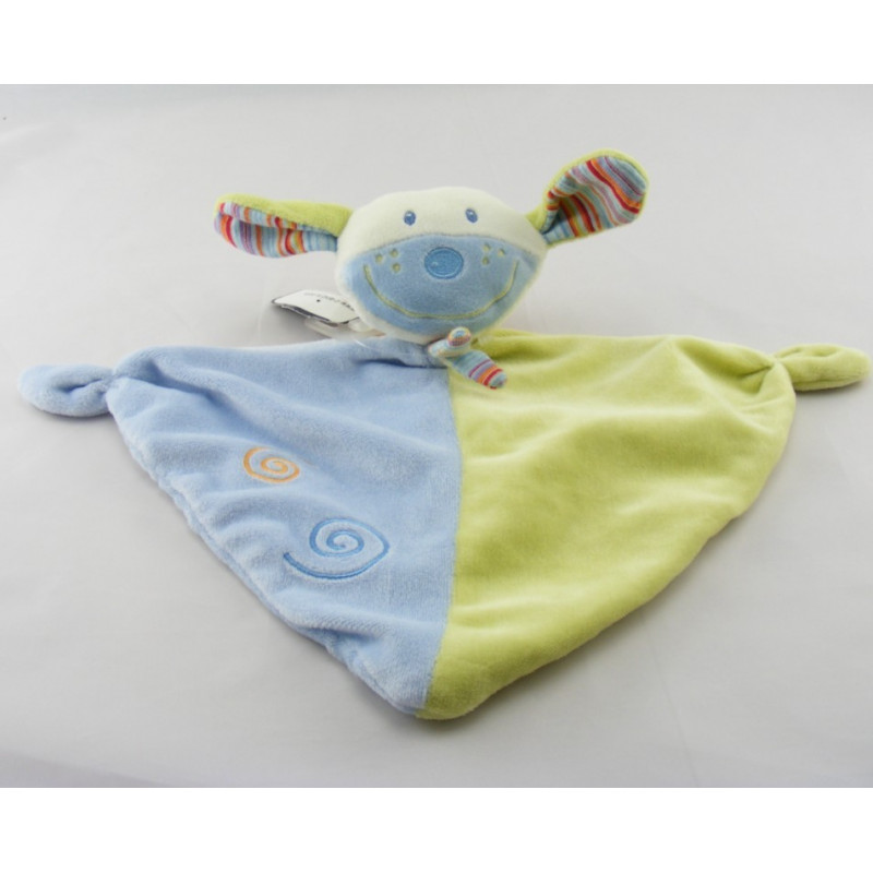 Doudou plat lapin beige blanc rose BABY CLUB NEUF