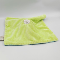 Doudou plat chien beige bleu vert empreinte DOUKIDOU