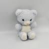 Ancienne peluche doudou ours bleu blanc SUCRE D'ORGE