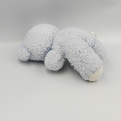 Ancienne peluche doudou ours bleu blanc SUCRE D'ORGE