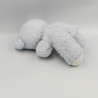 Ancienne peluche doudou ours bleu blanc SUCRE D'ORGE