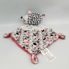 Doudou plat hérisson blanc rose noir feuilles MOTS D'ENFANTS