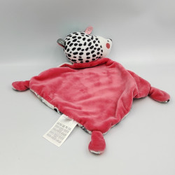 Doudou plat hérisson blanc rose noir feuilles MOTS D'ENFANTS