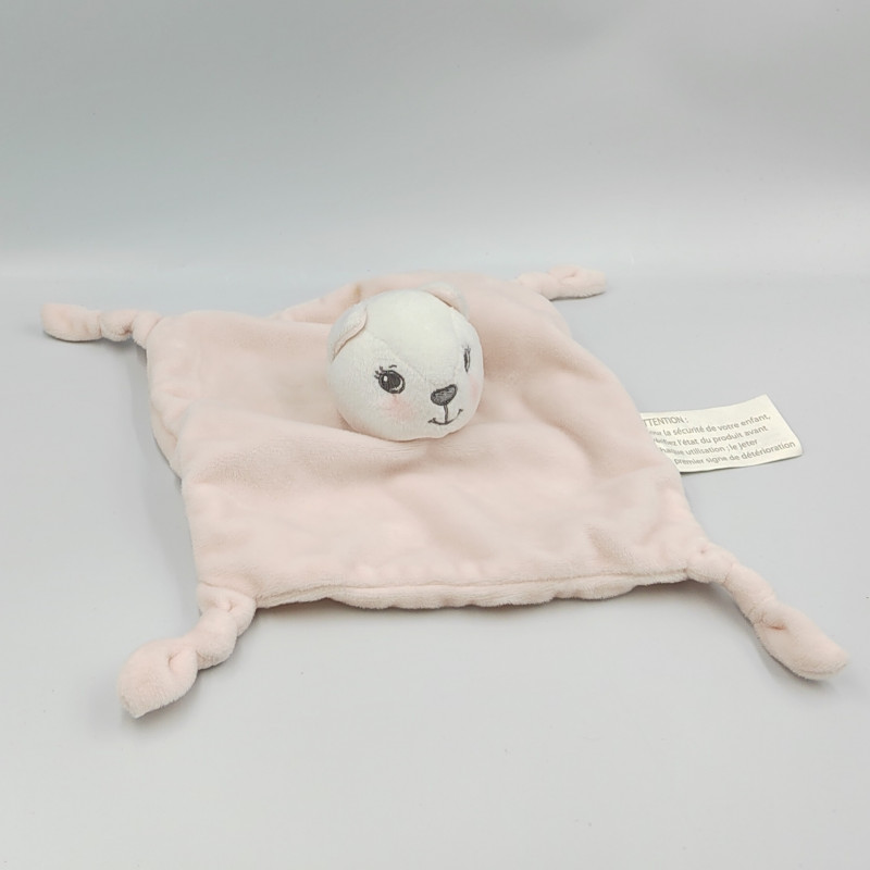 Doudou plat chat rose BRIOCHE LA HALLE