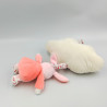 Doudou musical nuage lapin rose blanc fleurs arc en ciel GIPSY