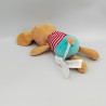 Doudou lapin beige bleu rouge rayé SERGENT MAJOR