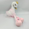 Doudou peluche cygne blanc rose tutu ATMOSPHERA