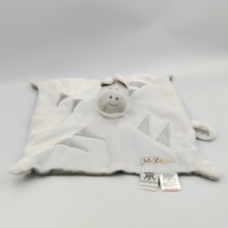 Doudou plat Mr Zèbre blanc gris LES CHATOUNETS
