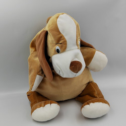 Grand Doudou peluche chien marron blanc