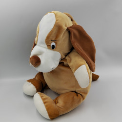 Grand Doudou peluche chien marron blanc