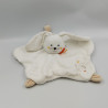 Doudou plat étoile lapin blanc beige pois SUCRE D'ORGE
