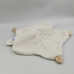 Doudou plat étoile lapin blanc beige pois SUCRE D'ORGE