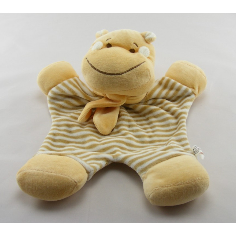 Doudou plat éléphant rayé beige TIWI CREDIT AGRICOLE CA