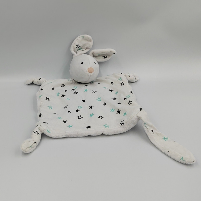 Doudou plat lapin blanc étoiles bleues GRAIN DE BLE KIDILIZ