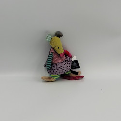 Doudou attache tétine souris rose vert Les Jolis pas beaux MOULIN ROTY