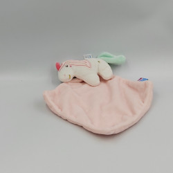 Doudou plat licorne rose blanc bleu SUCRE D'ORGE