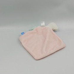 Doudou plat licorne rose blanc bleu SUCRE D'ORGE