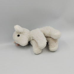 Ancienne peluche mouton blanc noeud rose BOULGOM
