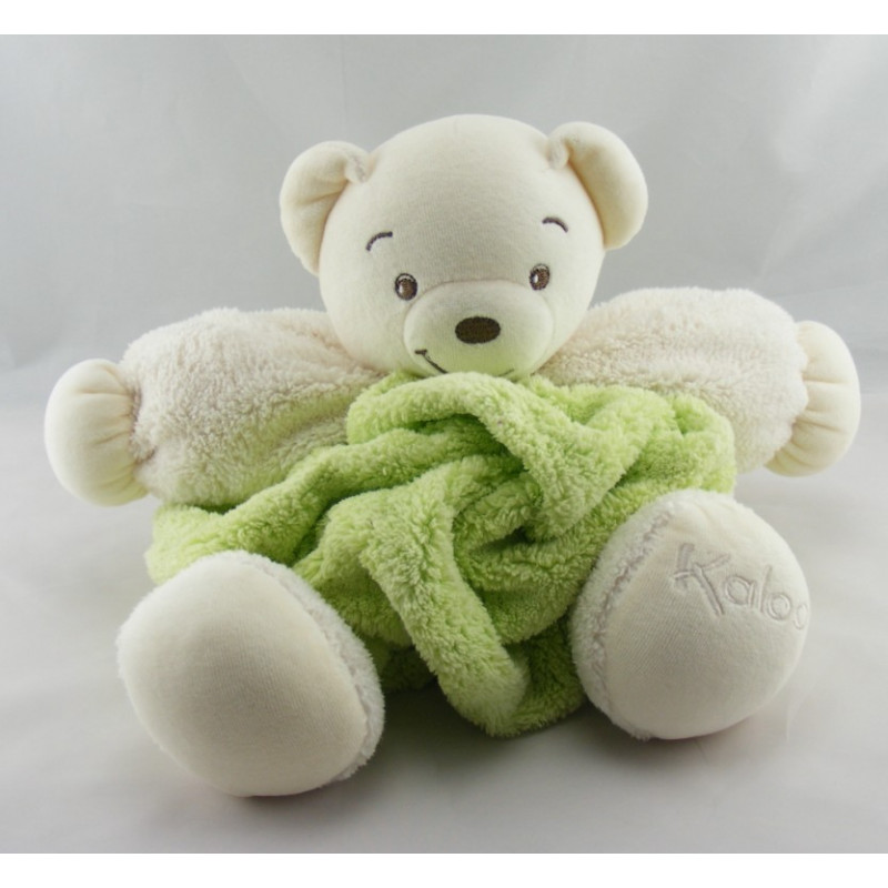 Doudou ours plume vert kaki gris KALOO 1998