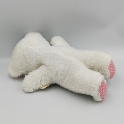 Ancien Doudou Peluche ours blanc rose pois mouchoir BOULGOM