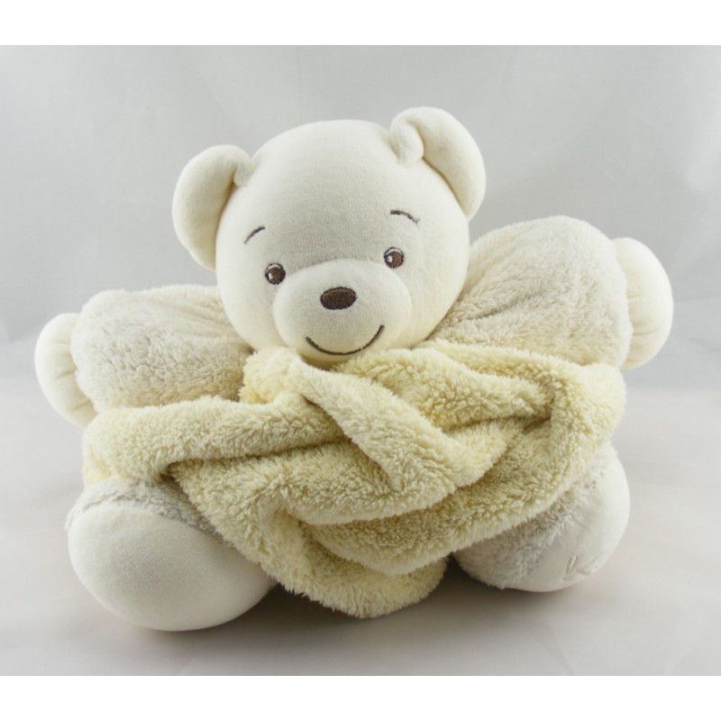 Doudou ours plume jaune blanc KALOO 