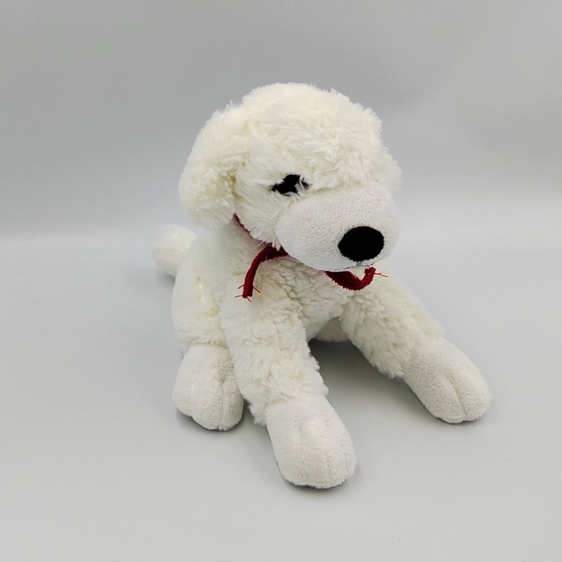 Doudou peluche chien blanc bandanas rouge EDITIONS DOUCET