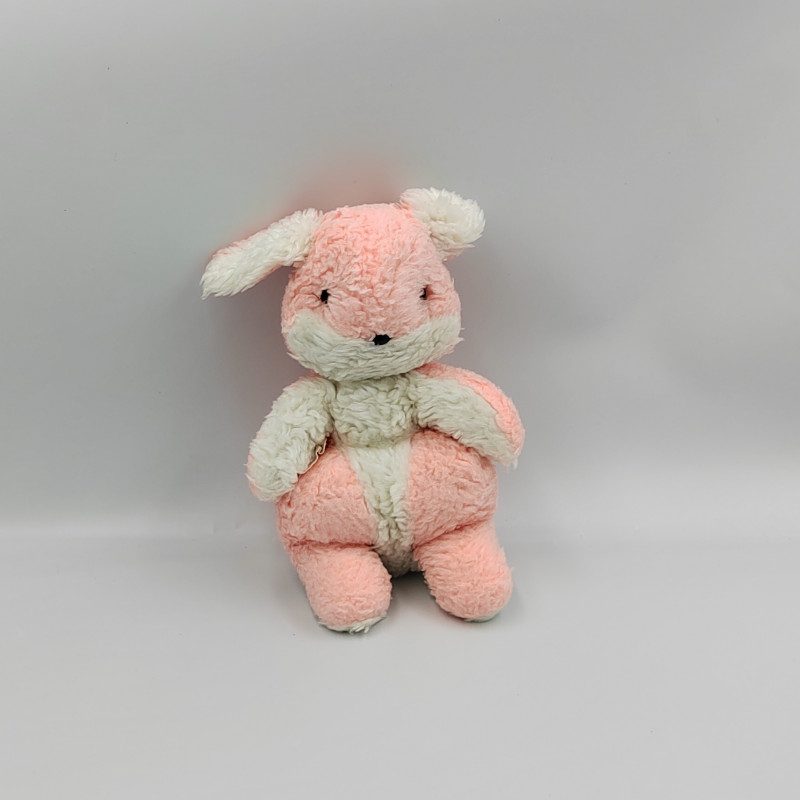 Doudou peluche lapin rose blanc BOULGOM