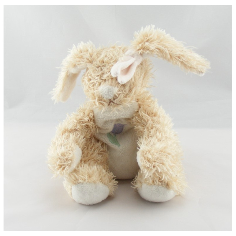 Doudou ours beige blanc fleurs BENGY