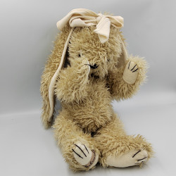 Grande peluche lapin beige bandeau noeud blanc BUKOWSKI