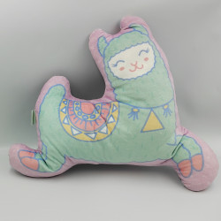 Doudou coussin lama mauve rose bleu jaune HAPPY LLAMAS