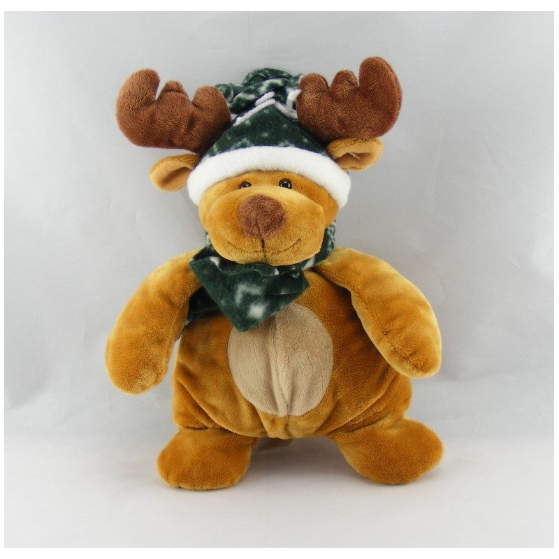 Doudou plat elan cerf renne rouge noël KITCHOUN NICOTOY