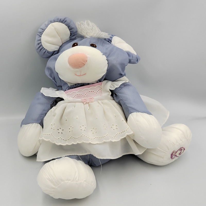 Peluche Puffalump souris bleu blanc robe FISHER PRICE 1986