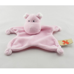 Doudou plat hippopotame rose NICOTOY