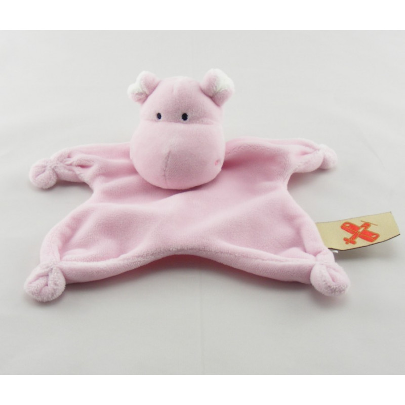 Doudou plat hippopotame rose NICOTOY