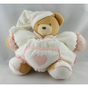 Doudou ours boule blanc coeur rose KALOO