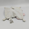 Doudou plat ours chat rose blanc coeur MOTS D'ENFANTS