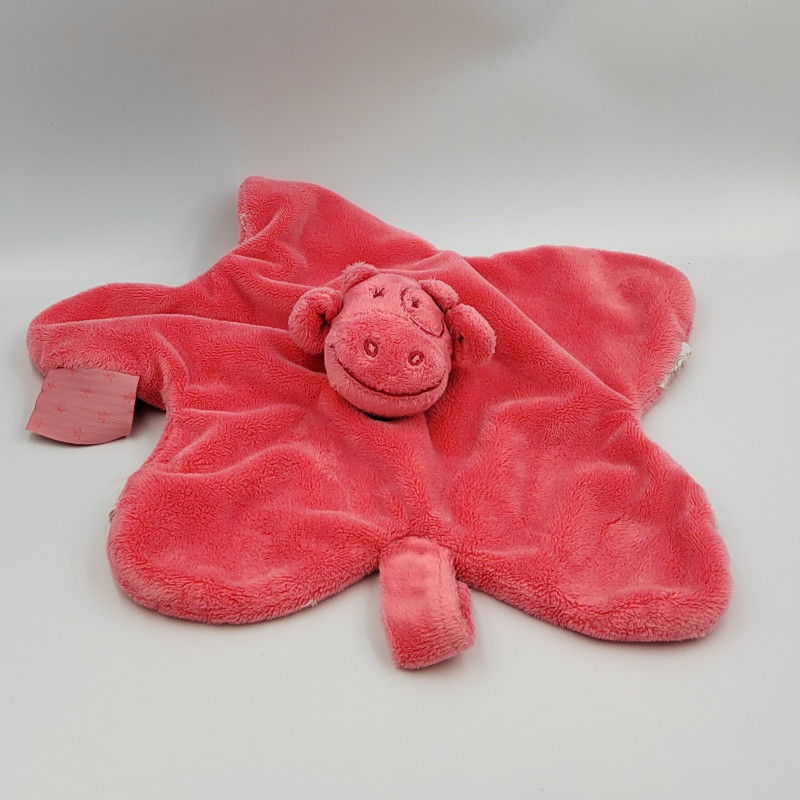 Doudou plat étoile vache rose fushia NOUKIE'S NOUKIES