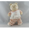 Doudou ours rose abeille brodée NOUNOURS 25 cm