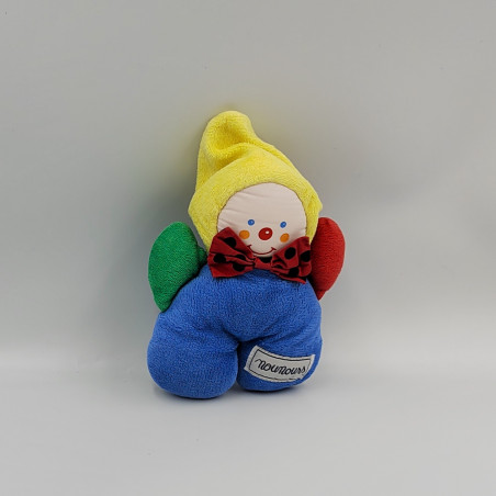 Doudou clown bleu rouge vert jaune NOUNOURS