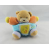 Doudou ours bleu vert orange col mauve 123 KALOO