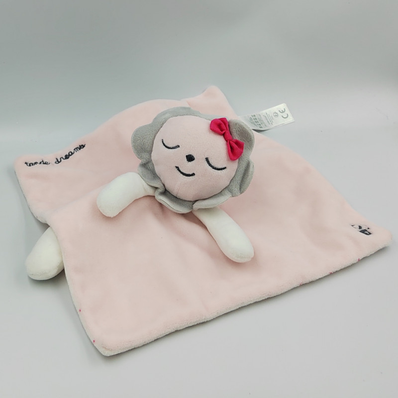 Doudou plat fleur rose blanc pois OBAIBI