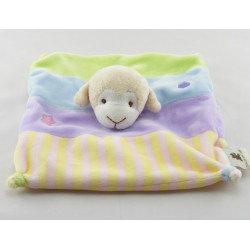 Doudou plat singe bleu mauve jaune rayures CMP