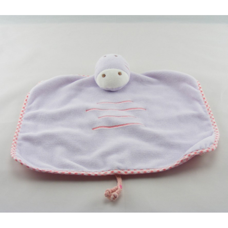 Doudou zébre vache mauve parme col bleu TEX