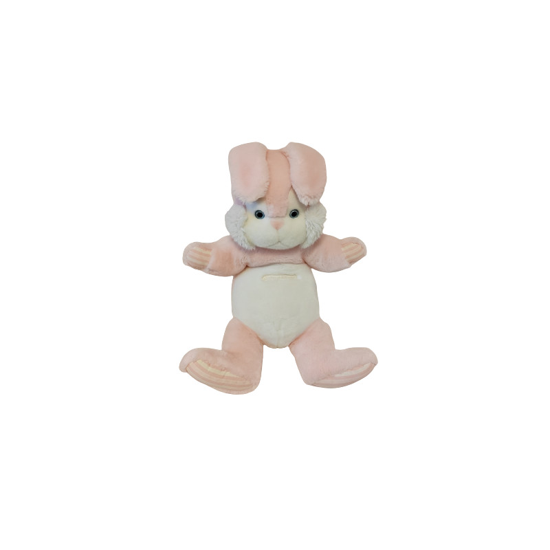 Grande peluche lapin rose blanc rayé TARTINE ET CHOCOLAT