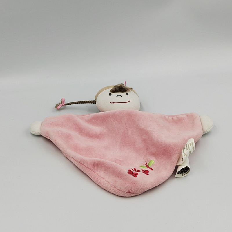 Doudou plat poupée fille rose BERLINGOT